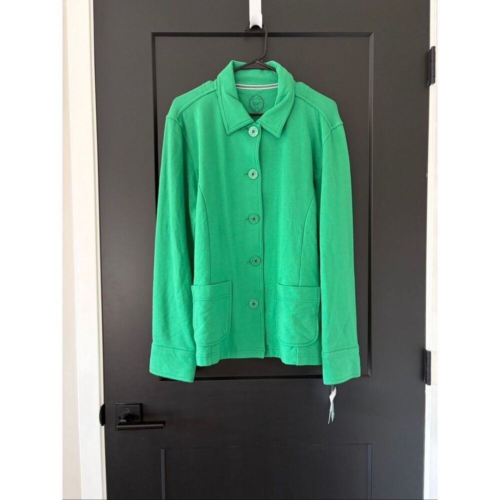 NWT Sag Harbor Sport Solid Green Sport Jacket Button Up Size XL Cotton